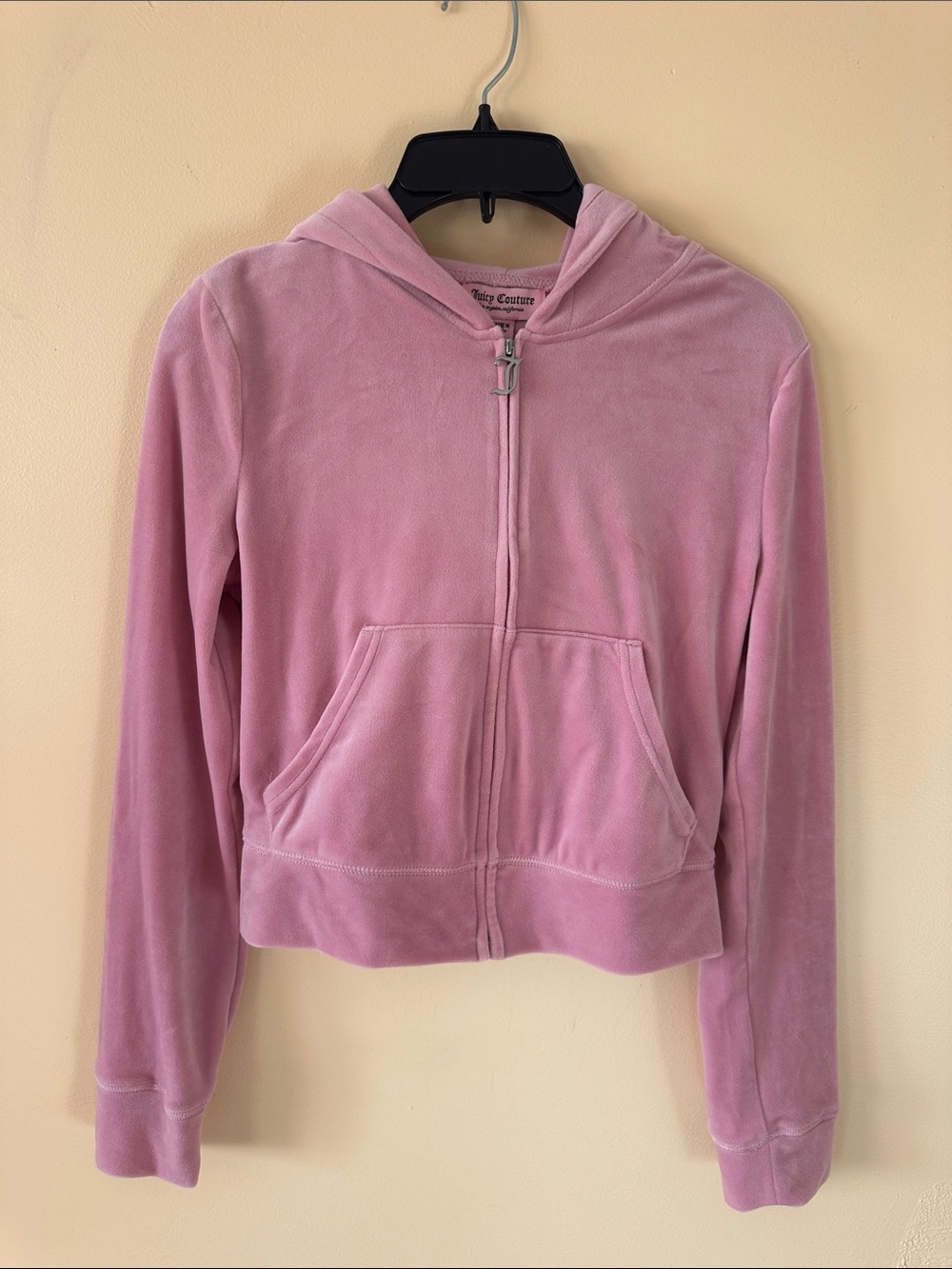 Juicy Couture Pink Velour Zip-Up Hoodie | Women's Size Small